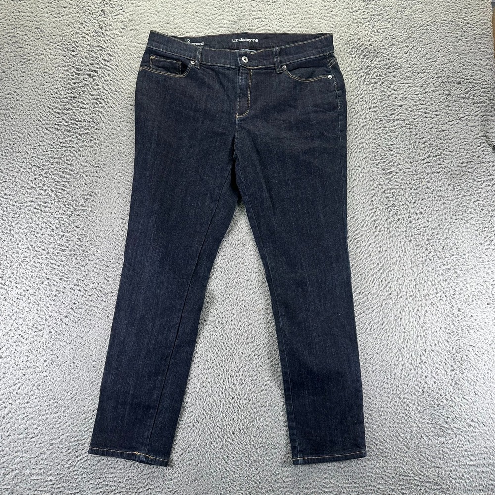 Liz Claiborne Jeans Women 12 Blue Cotton Denim Boyfriend Workwear Stretch Travel
